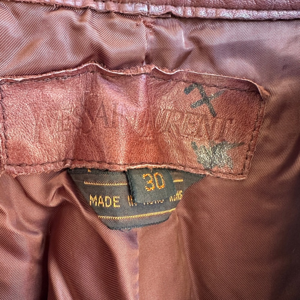 Yves Saint Laurent Vintage Leather Pant‎ Burgundy Mahogany Straight YSL Women 28 - Picture 7 of 12